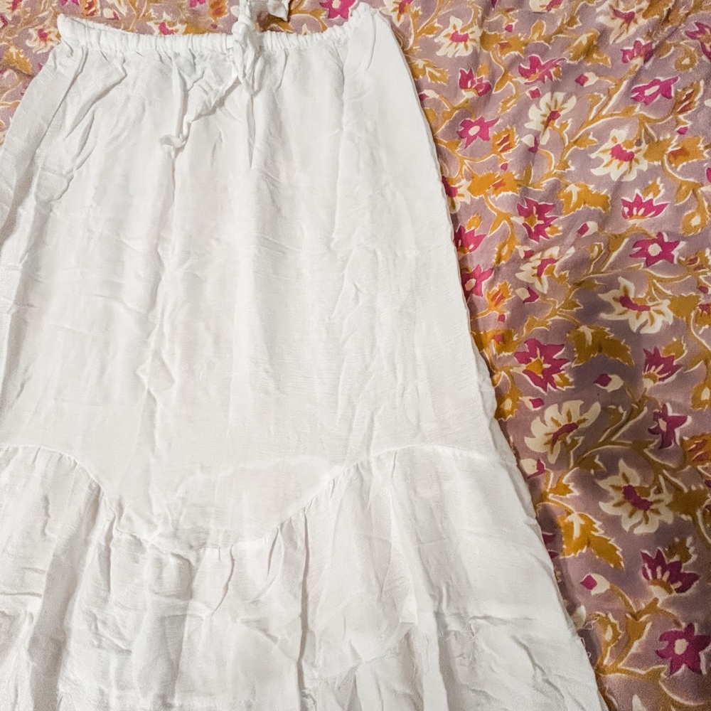 Fashion Nova White Maxi Skirt with Tie Detail
